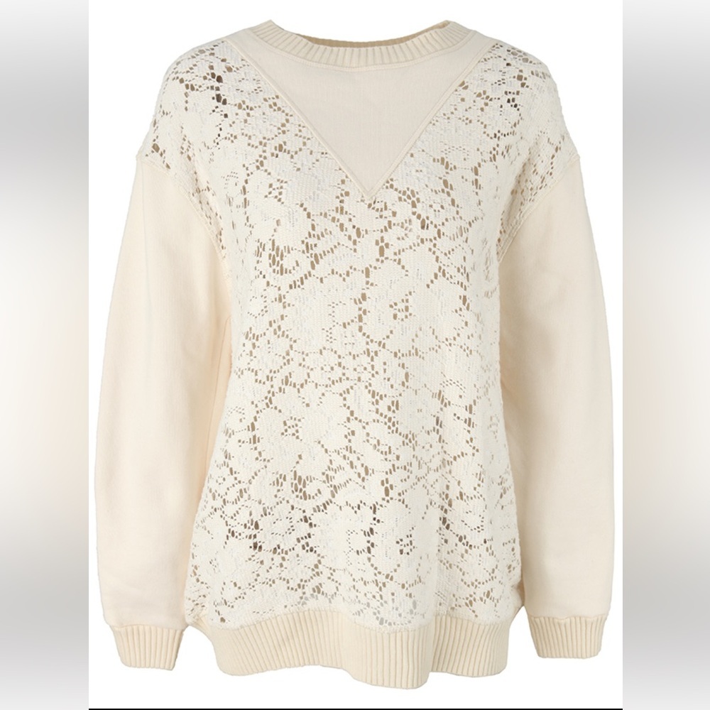 See by Chloe Lace Front Pullover Sweatshirt